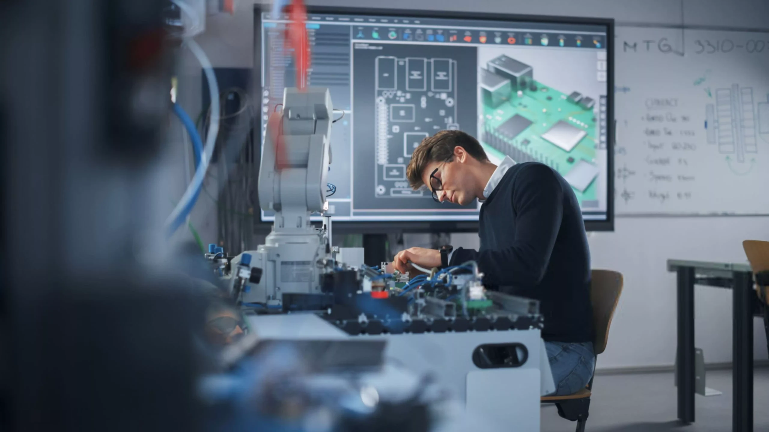 Portrait of Smiling Engineer Using Screwdriver while Working
